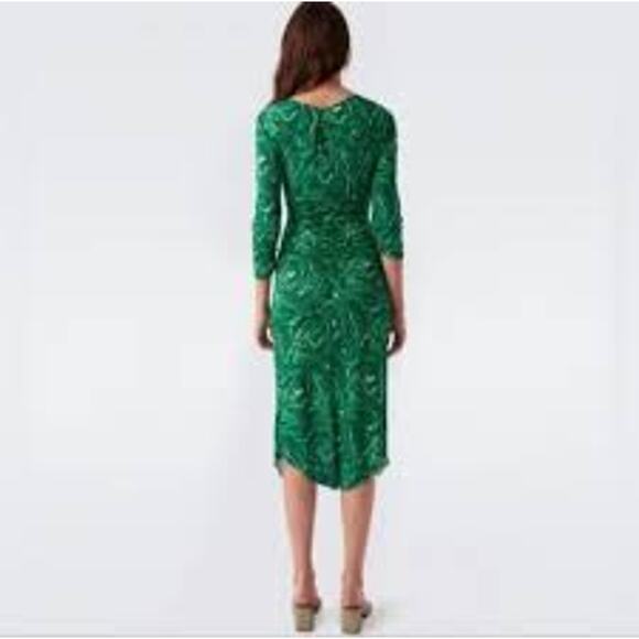 DIANE VON FURSTENBERG Lilac Printed Midi Dress In Green - Picture 4 of 9